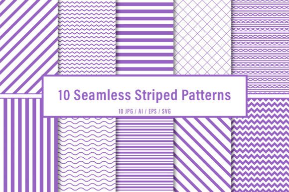 10 Seamless Purple Striped Patterns Set