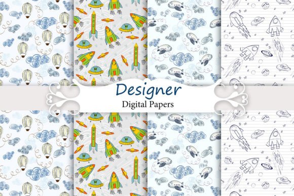 Airplanes. Digital Seamless Patterns