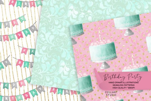 Birthday Party Digital Papers, Patterns