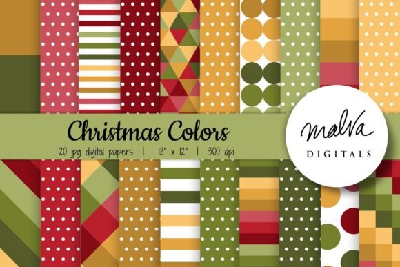 Christmas Colors Geometric Patterns: Vibrant, Versatile Digital Papers for Every Holiday Project