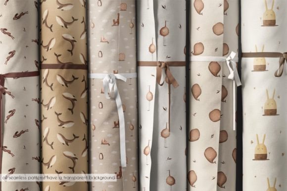 Cute Baby Seamless Patterns with Animals Set