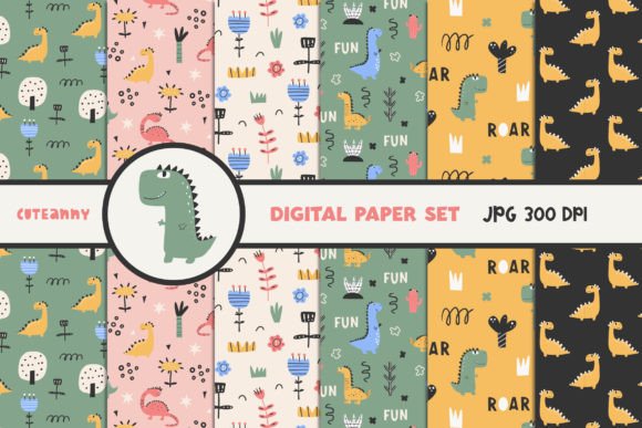Cute Dinosaurs Kids Seamless Patterns