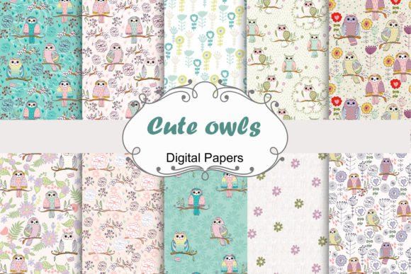 Cute Owls Seamless Patterns