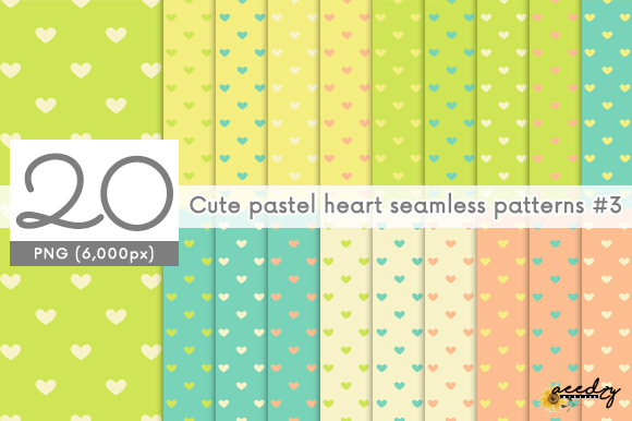 Cute Pastel Heart Seamless Patterns Set