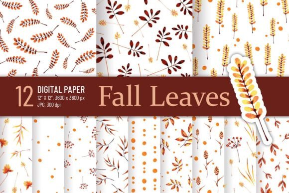 Fall Digital Paper: Autumn Leaf Patterns for Creative Projects
