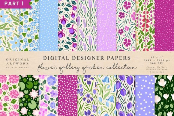 Flower Gallery Seamless Patterns Part 1: Beautiful, Ready-to-Use Digital Papers for Designers and Creators