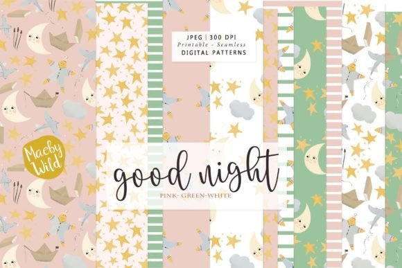Good Night Moon and Stars Patterns