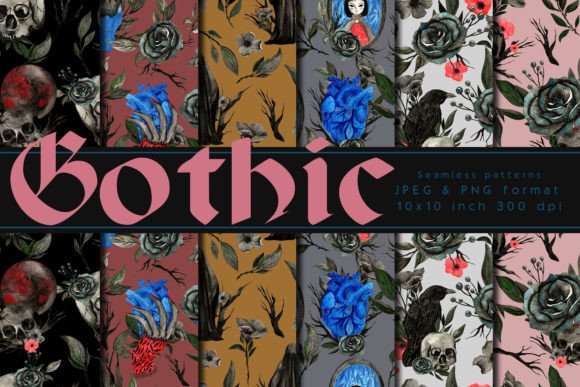 Gothic Seamless Patterns Vintage Paper