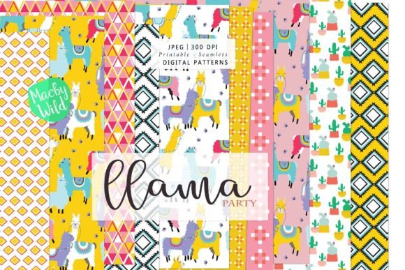 LLama Party Seamless Patterns: Bright, Hand-Drawn Joy for Every Creative Moment