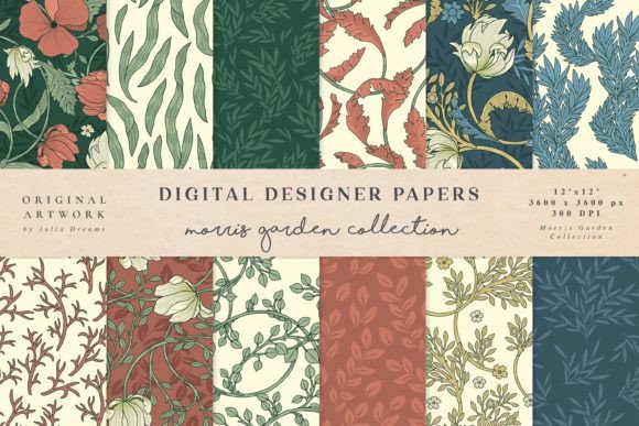 Morris Garden Seamless Patterns Flowers