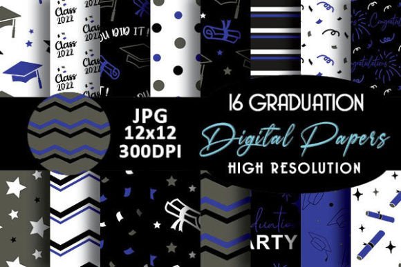 Navy Black Graduation Digital Patterns