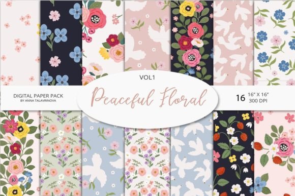 Peaceful Floral Seamless Patterns Vol.1: Soft Spring Motifs for Meaningful Design