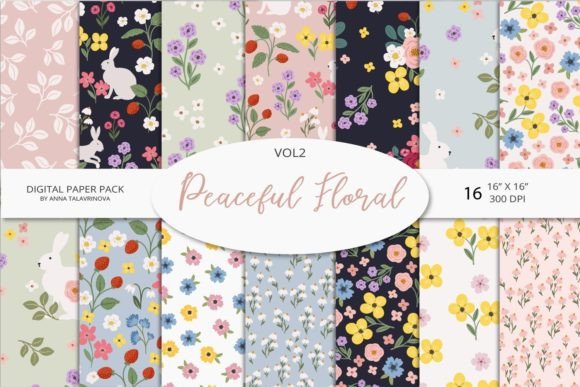 Peaceful Floral Seamless Patterns Vol.2: A Versatile Digital Paper Resource for Creative Professionals and Educators