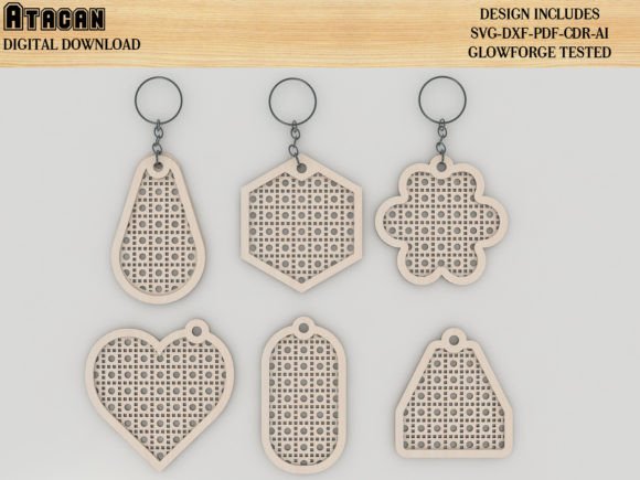 Rattan Cane Patterns Keychain Bundle Cut