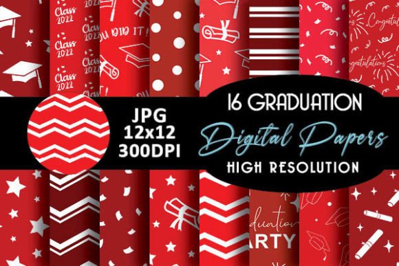 Red Graduation Digital Papers Patterns