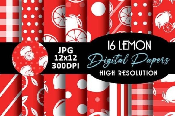 Red Lemon Digital Papers Patterns: Fresh, Versatile Backgrounds for Creative Projects