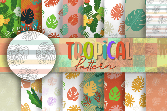 Retro Tropical Seamless Patterns Bundle: A Versatile Design Resource for Creative Professionals and DIY Enthusiasts