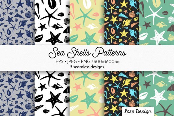 Sea Shells - Boho Seamless Patterns Set for Creative Projects