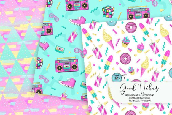 Seamless Patterns, Ice Cream Papers: Unique Hand-Drawn Designs for Creative Projects