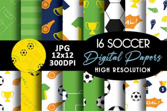 Soccer Sport Digital Papers Patterns