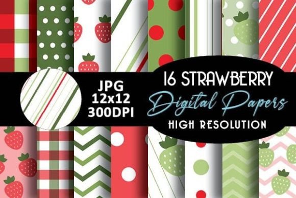 Strawberry Digital Papers Patterns: Creative, Versatile Backgrounds for Real Projects