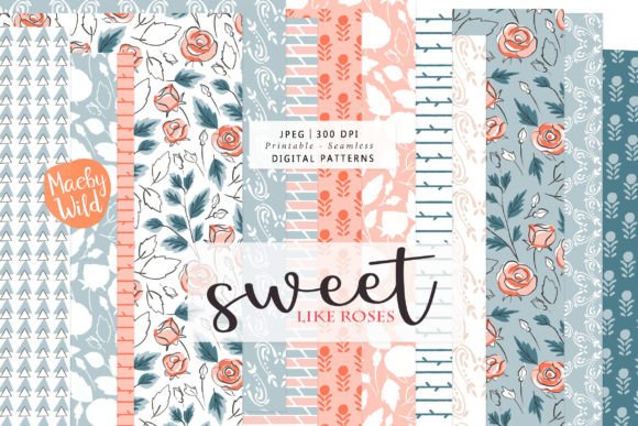 Sweet Like Roses Seamless Patterns