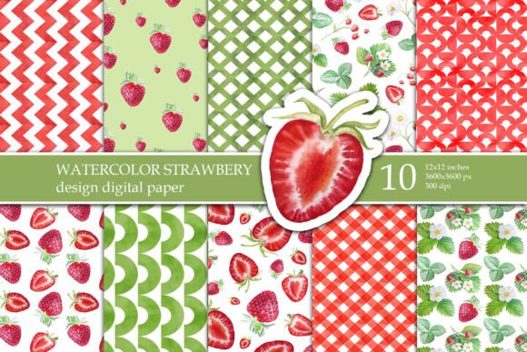 Watercolor Strawberry Seamless Patterns: A Creative Addition to Your Digital Design Toolkit