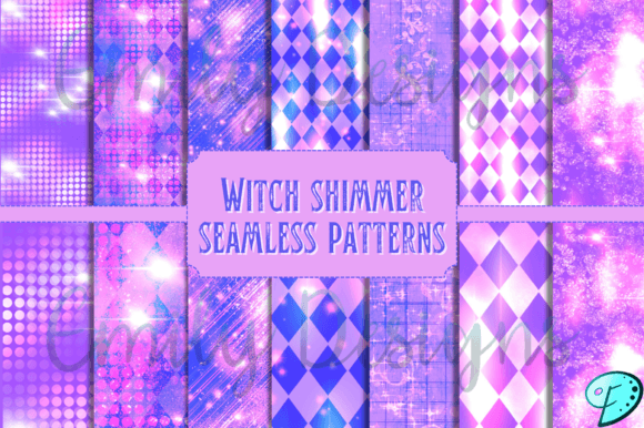 Witch Shimmer Seamless Patterns Bundle: A Halloween-Themed Design Resource